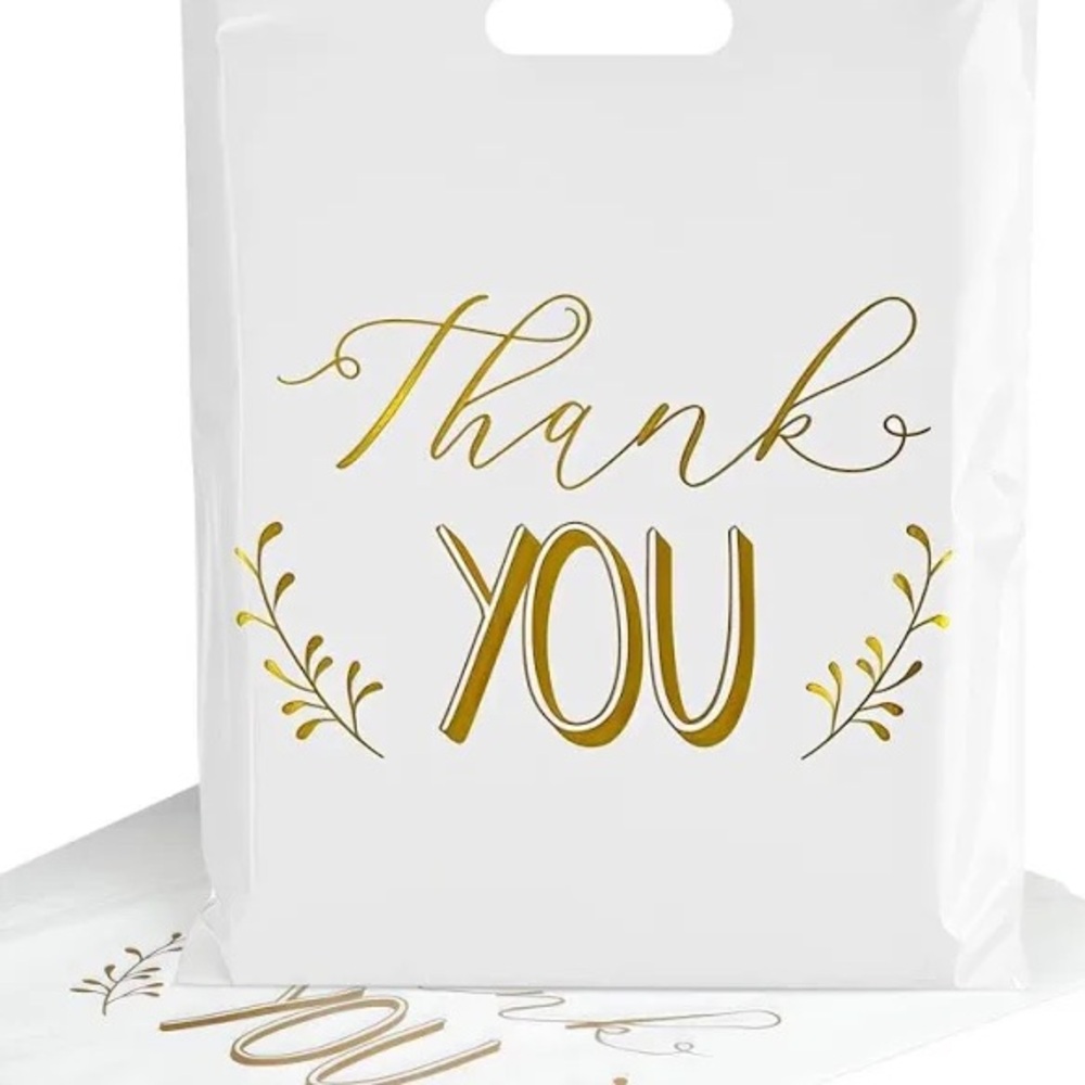 NWT Thank You Bags for Business 12"x15" Reusable White Retail Shopping Bags